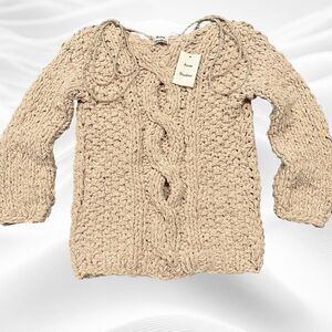 Acne Studios‎ Cableknit Sweater Chunky XS Tan Oversized Italy